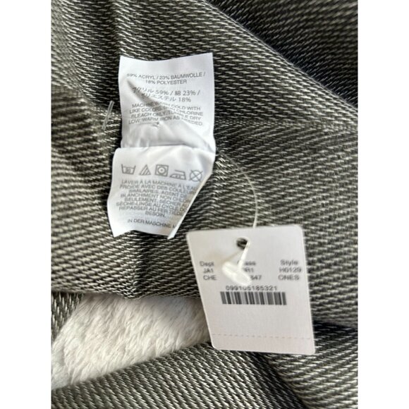 J.Crew Women Grey White Striped Cape Wrap Scarf Poncho Fringe One Size H0129 New - Picture 3 of 4